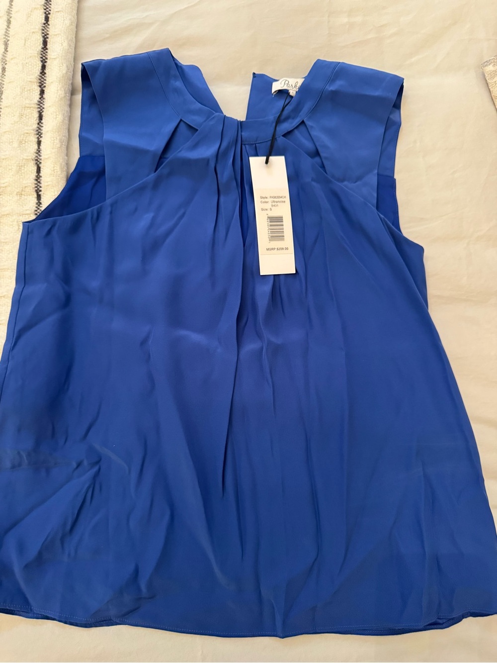 Parker Royal Blue Pleated Sleeveless Camisole